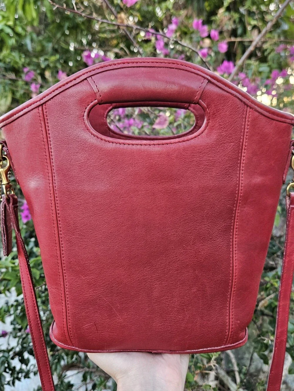 Vintage Coach 9993 Small Shopper Bag Leather Hangtag Red Leather Crossbody Mini - Picture 2 of 9